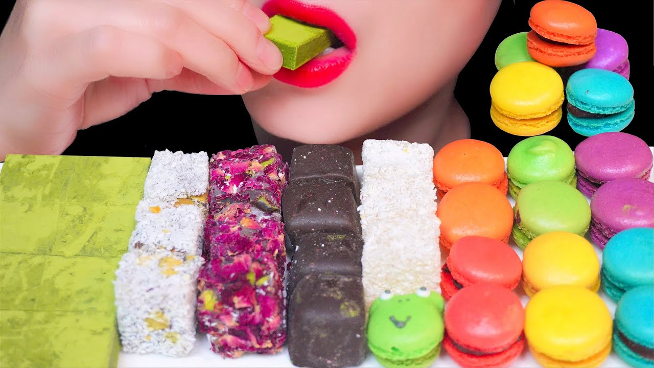 ASMR 터키쉬 딜라이트, 미니 마카롱 LOKUM(TURKISH DELIGHT), MINI MACARONS EATING SOUNDS ターキッシュ・ディライト, マカロン咀嚼音