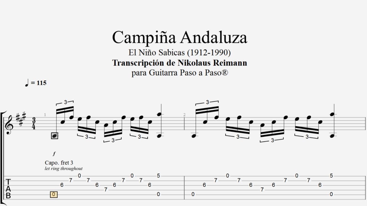Campiña Andaluza Niño Sabicas Tablatura por Jesús Amaya...