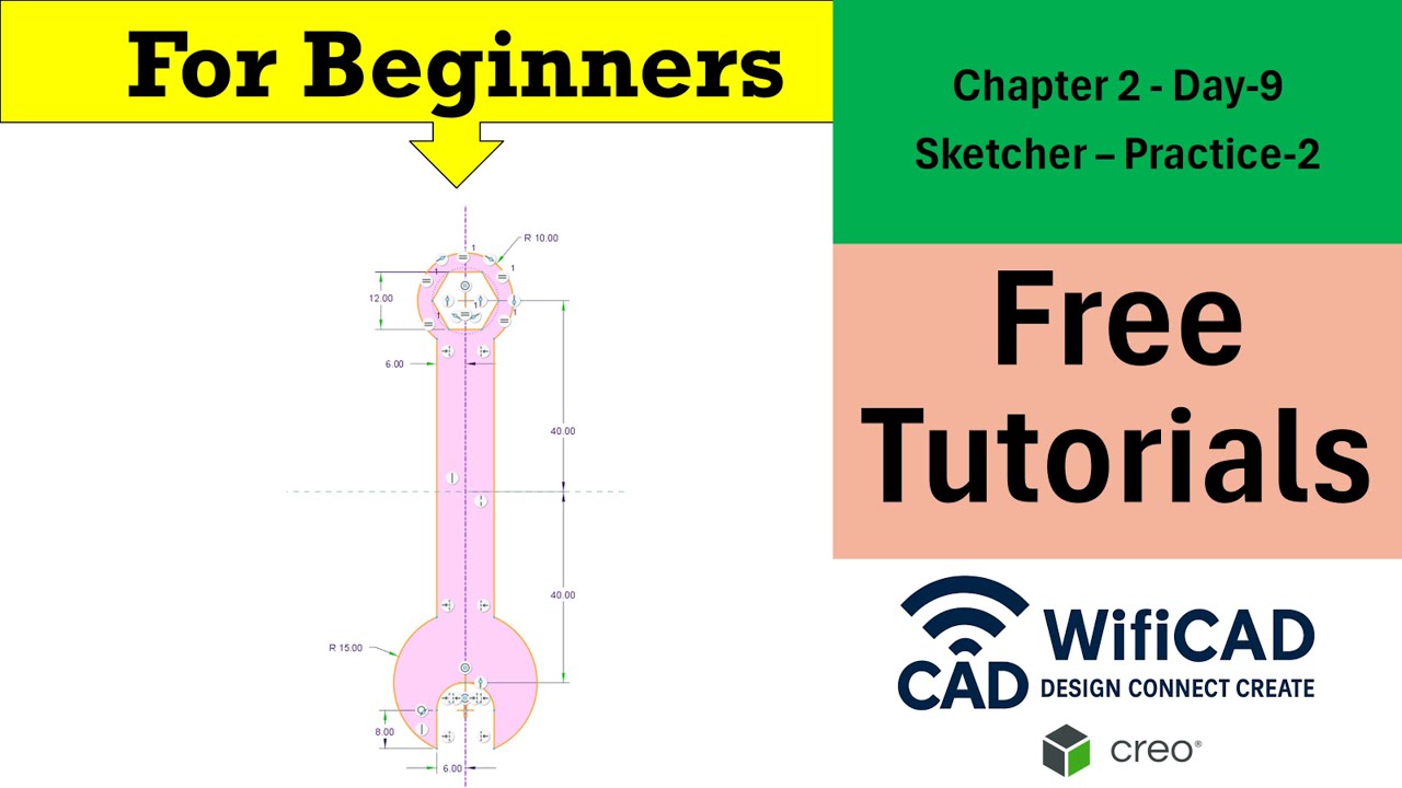 CREO Sketcher Practice 2 - DAY-9 | Step-by-Step Tutorial for #Beginners #Creo #CreoSketch