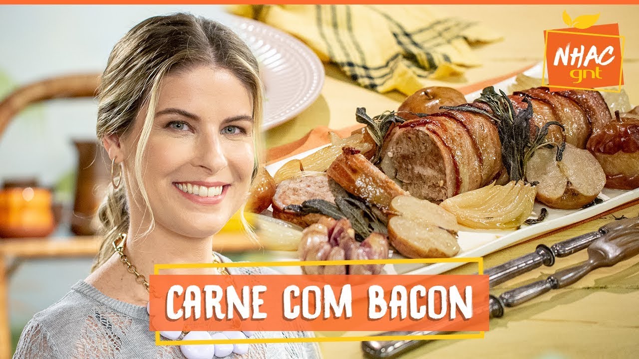 Bolo de carne envolto em tiras de bacon com maçãs assadas | Rita Lobo | Cozinha Prática