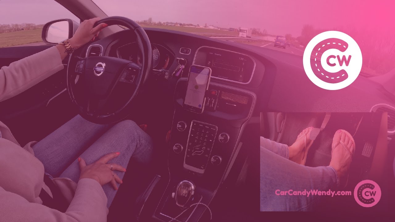 ✳️FAST DRIVING HIGHWAY🛣 jeans, FLIP FLOPS, flooring, shifting, manual Volvo V40, Car ASMR