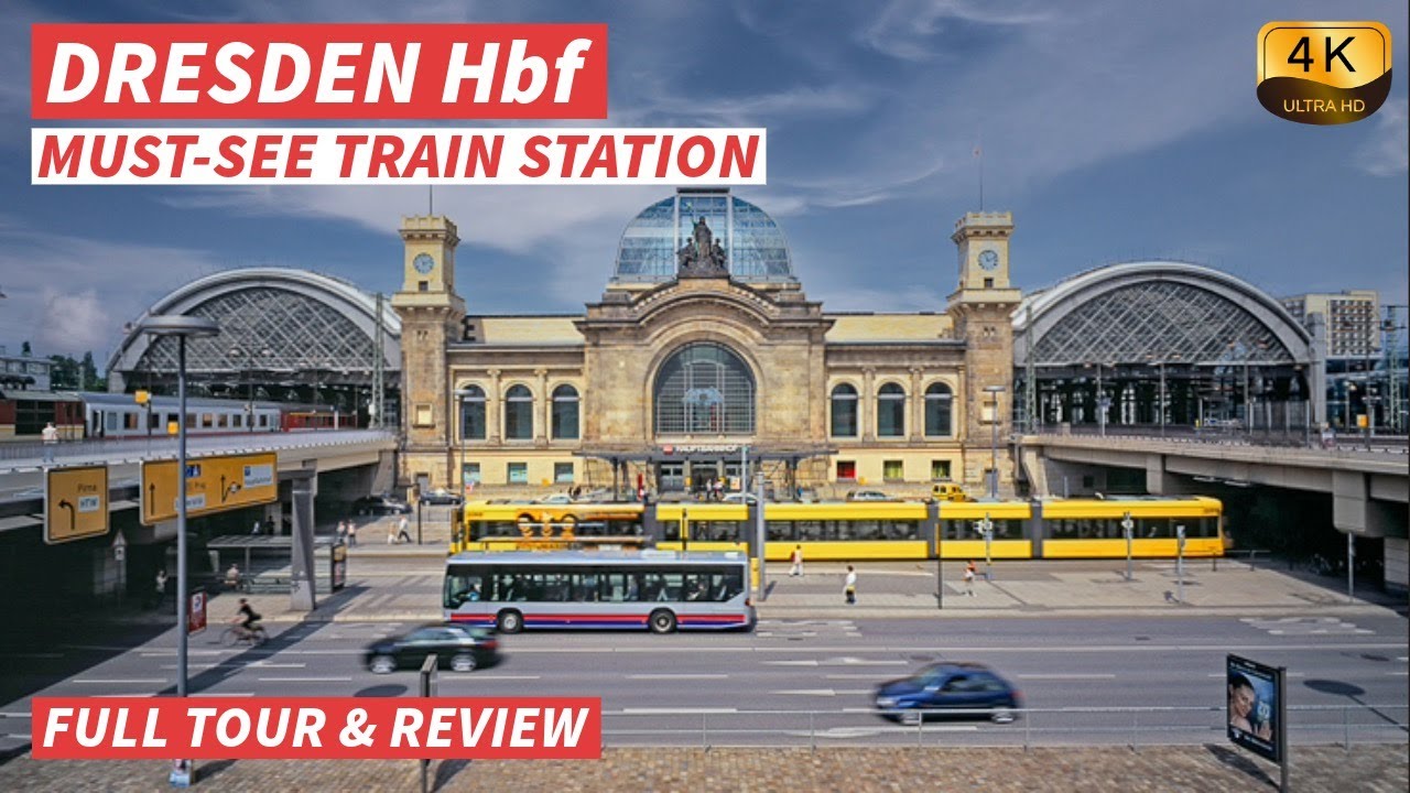 【4K】Dresden Hauptbahnhof: Удивительное сочетание истории и современных поездов - С субтитрами【CC】