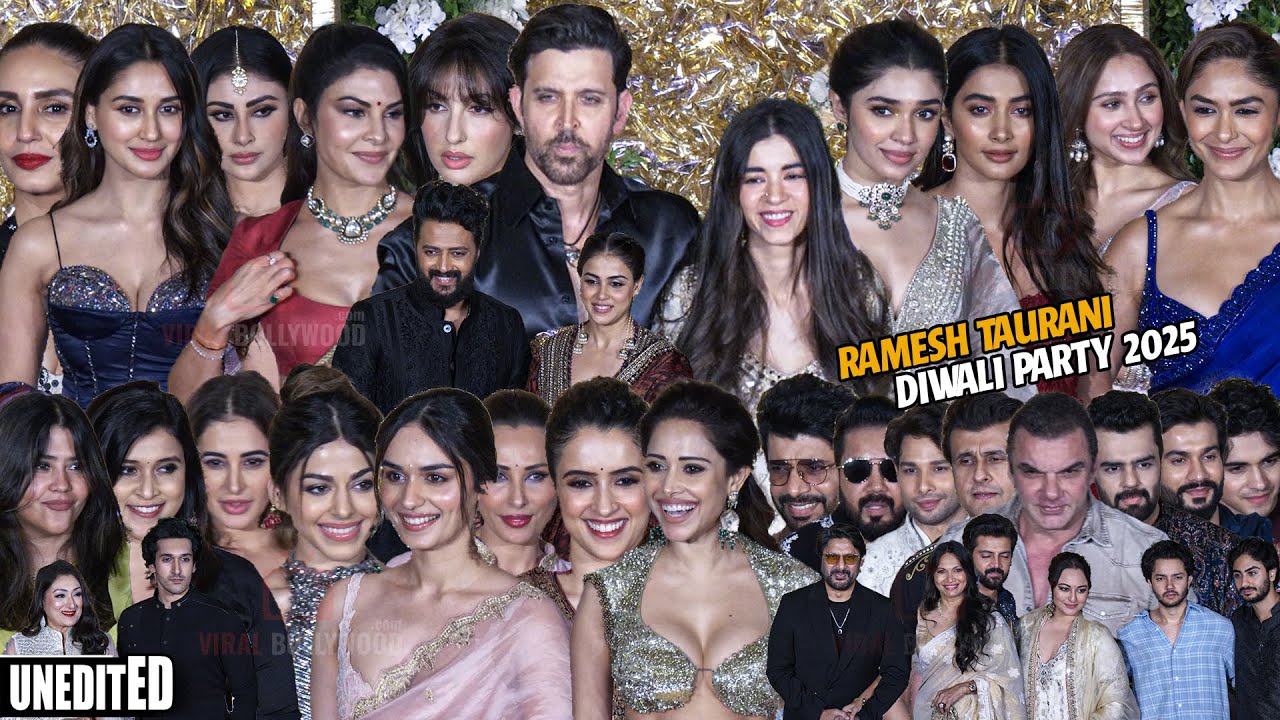 UNCUT - Ramesh Taurani Diwali Party 2025 | Star-studded | Hrithik Roshan, Nora, Mrunal, Pooja More