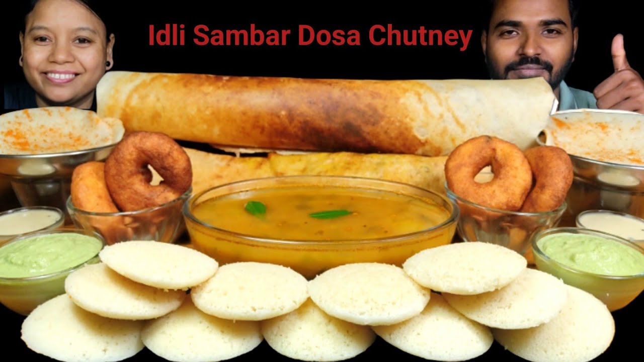 Idli Sambar, Masala Dosa, Set Dosa, Medu Vada & Coconut Chutney | Asmr Eating | Couple Eating Show