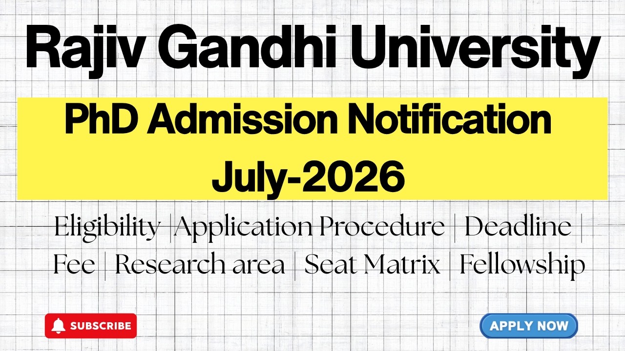 Rajiv Gandhi University PhD Admission July 2026 | Last Date, Application Process | HustleWithRishu