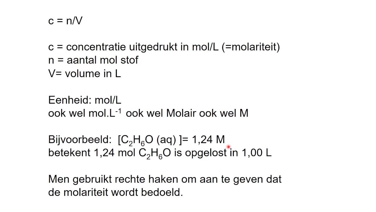 Wat is concentratie en molariteit? Wat betekent [Ar]=0,25M ?