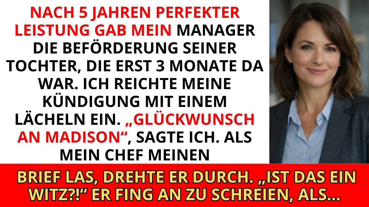 Mein Manager gab seiner Tochter die Beförderung nach 5 Jahren meiner perfekten Leistung. Als ich...