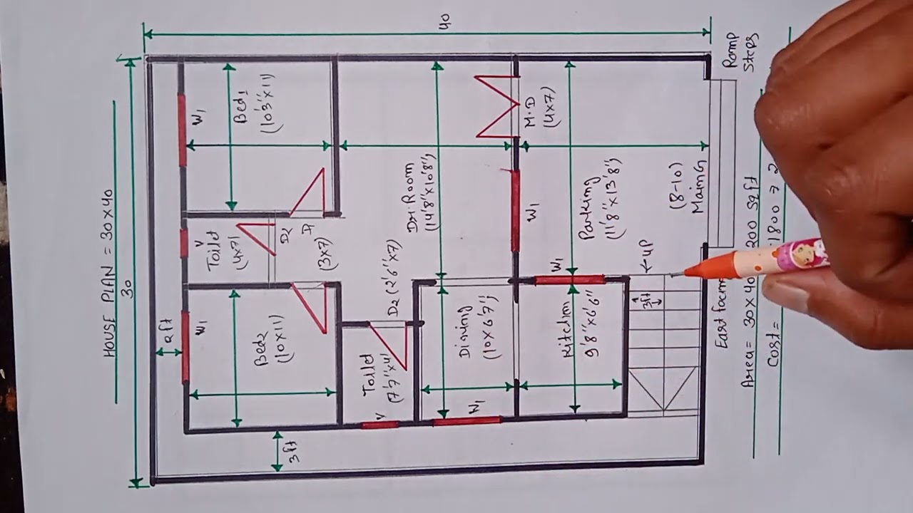 30×40 House Plan | 4BHK House Design with Parking | Modern Home Plan