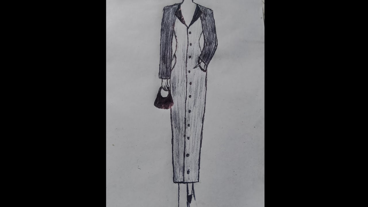 Stylish office wear outfit sketch design step by step watch full sketch video 