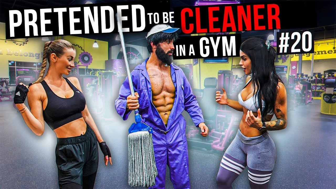 CRAZY CLEANER surprise GIRLS in a GYM prank #1  Aesthetics in public reactions