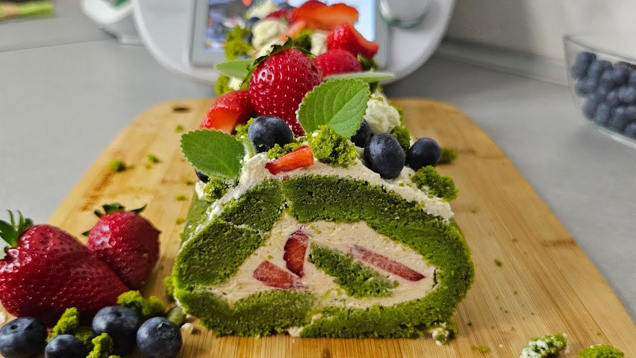 Przepis krok po kroku. Ciasto Rolada leśny mech z kremem cytrynowym Thermomix #paulitawita