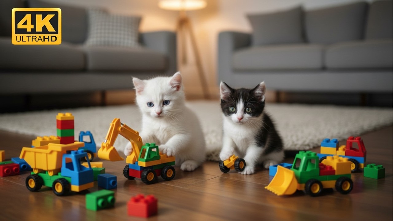 Baby Kitten Fixes Mama Cat’s Broken Flower Garden with Tiny LEGO Machines 💕🌼