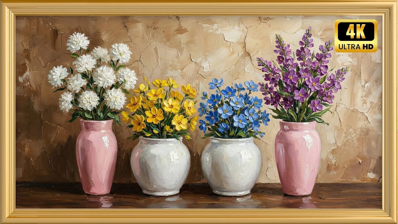 Playful Garden Style Vases | 8 Hour 4K Samsung Frame TV Wall Art
