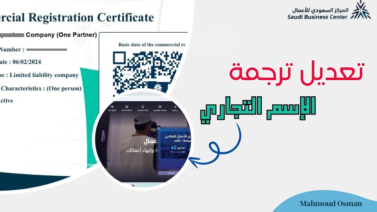 تعديل ترجمة الاسم التجاري من منصة الأعمال | المركز السعودي للأعمال