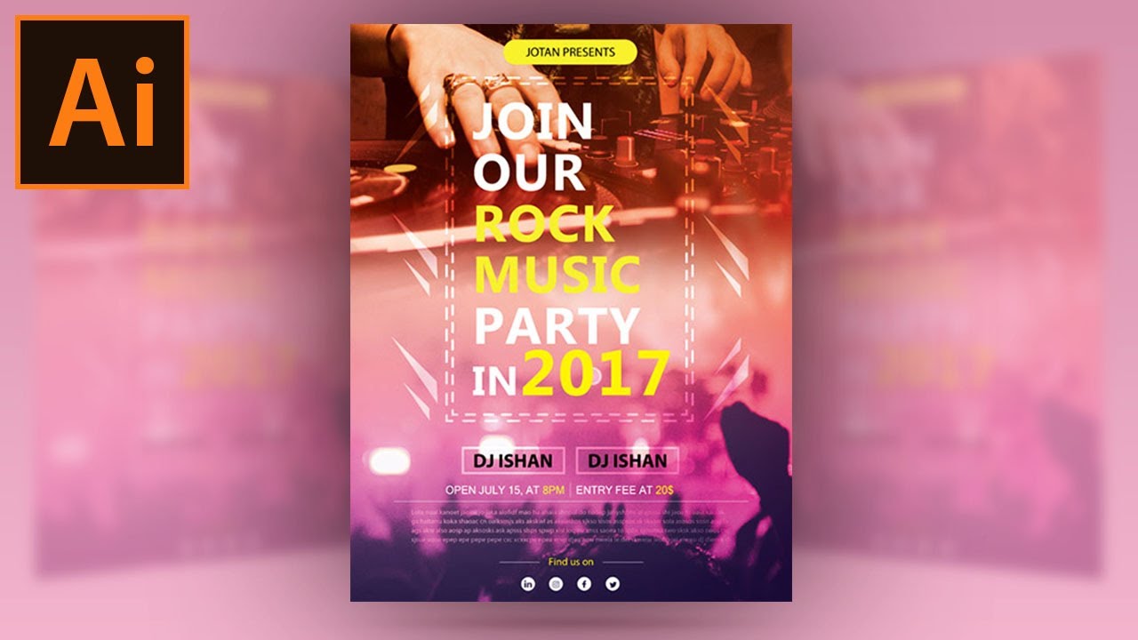 Music Party Flyer Design in Adobe Illustrator