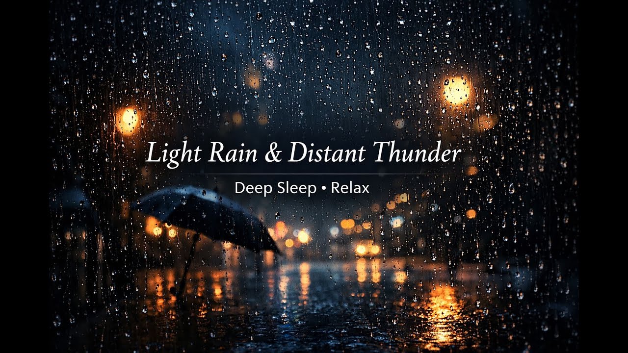 “Light Rain & Distant Thunder 🌧️ Black Screen for Deep Sleep