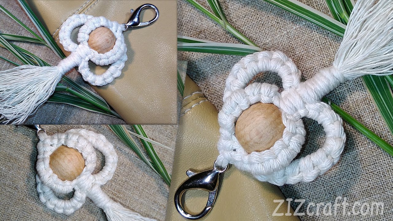 Macrame key chain heart with fringe. Macrame pattern heart - tutorial for beginners. Valentine gift