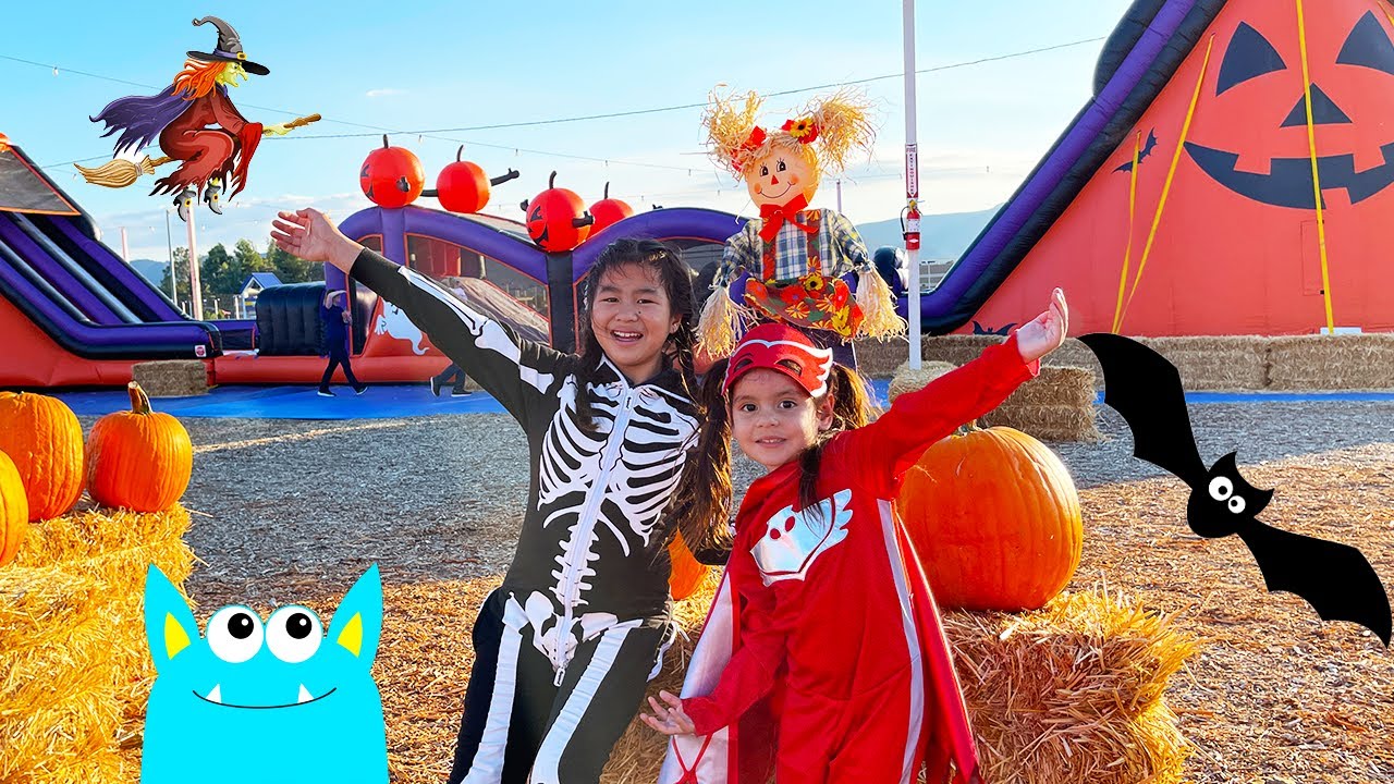 Jannie and Ellie Halloween Pumpkin Patch Playtime