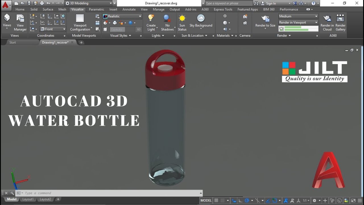 Autocad 3D | Design 2 | WATER BOTTLE