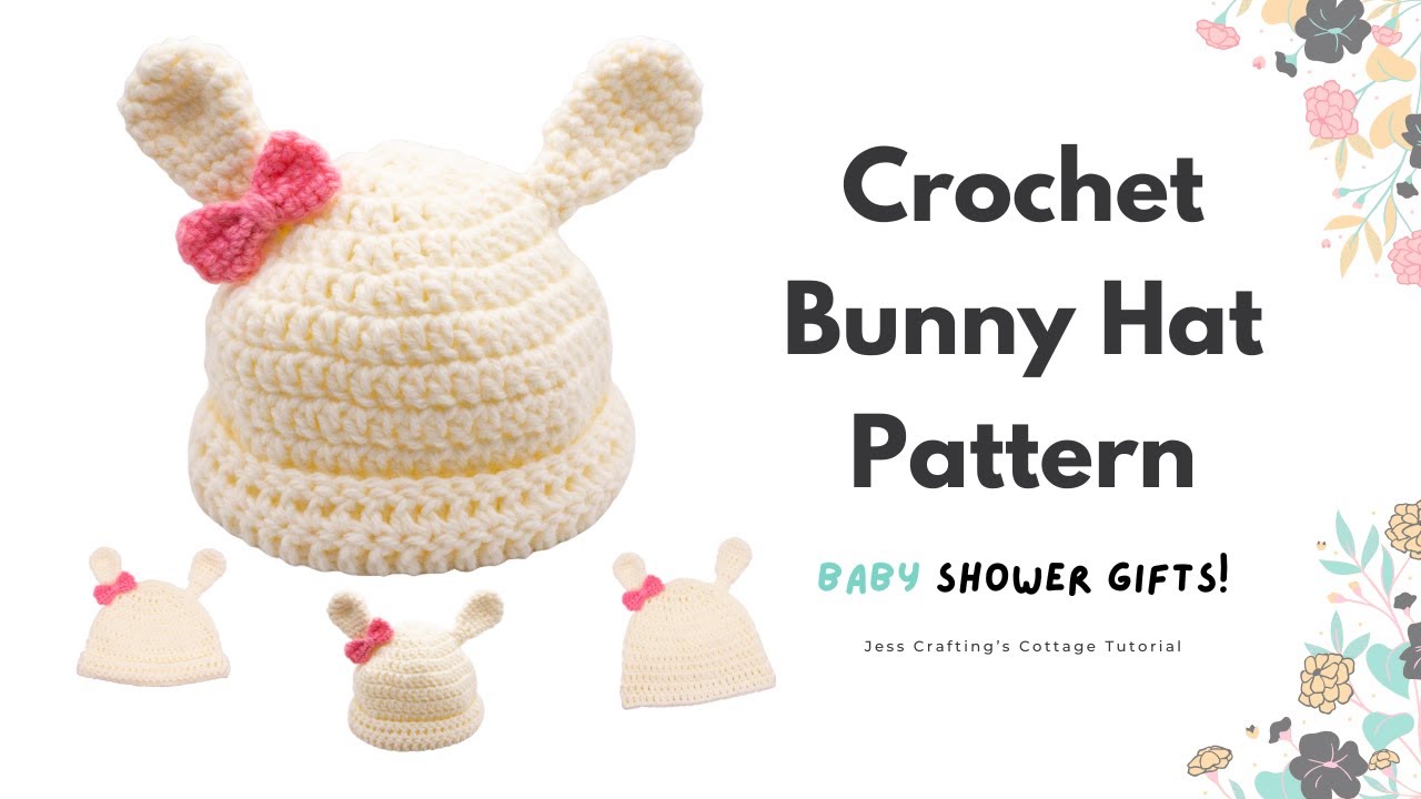 Crochet Bunny Hat Tutorial - How to Crochet - Free Pattern - Step by Step - Baby Shower Gift