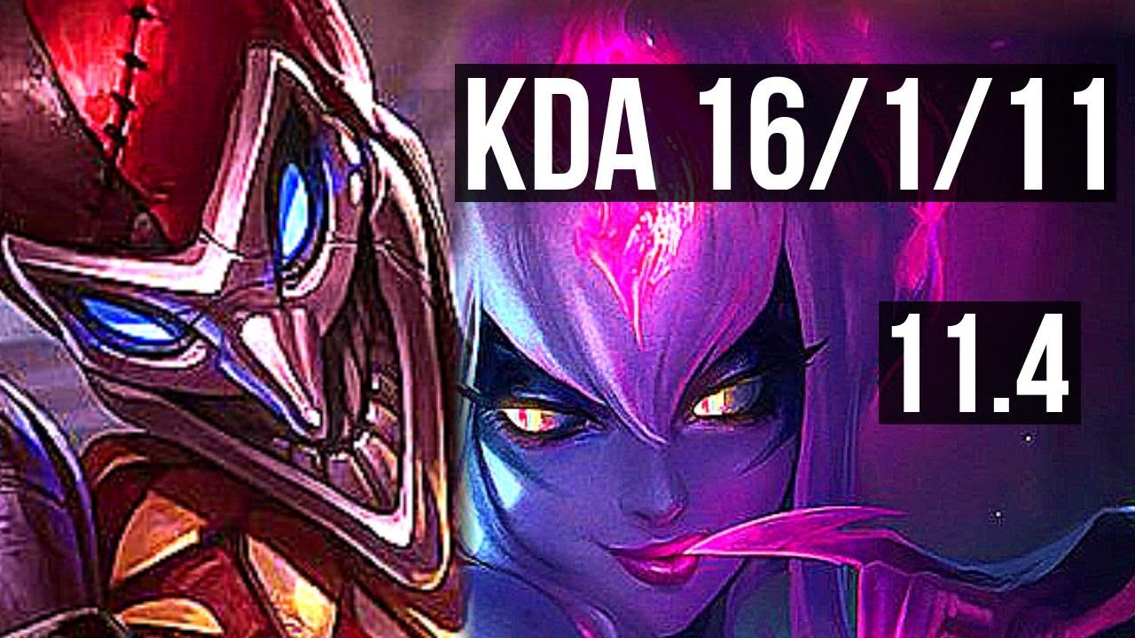 SHACO vs EVELYNN (JUNGLE) | 16/1/11, 2.8M mastery, 1700+ games, Legendary | EUW Master | v11.4