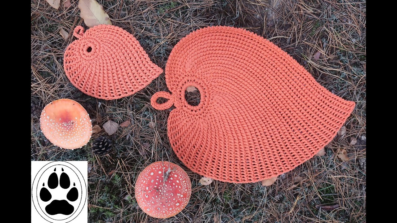 DUŻA podkładka pod talerz kubek liść DIY BIG BIRCH LEAF CUP PLATE COASTER na szydełku tunezyjskim