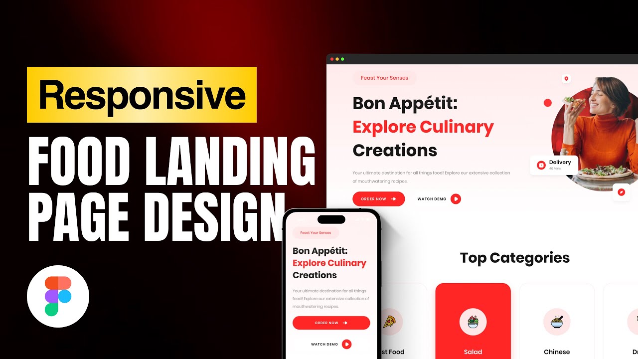 Design a Responsive Food Landing Page in Figma | Full Web Design Course