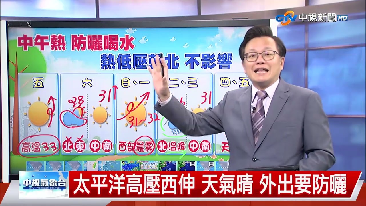 【立綱氣象報報】太平洋高壓西伸 天氣晴 外出要防曬│中視晚間氣象 20260409