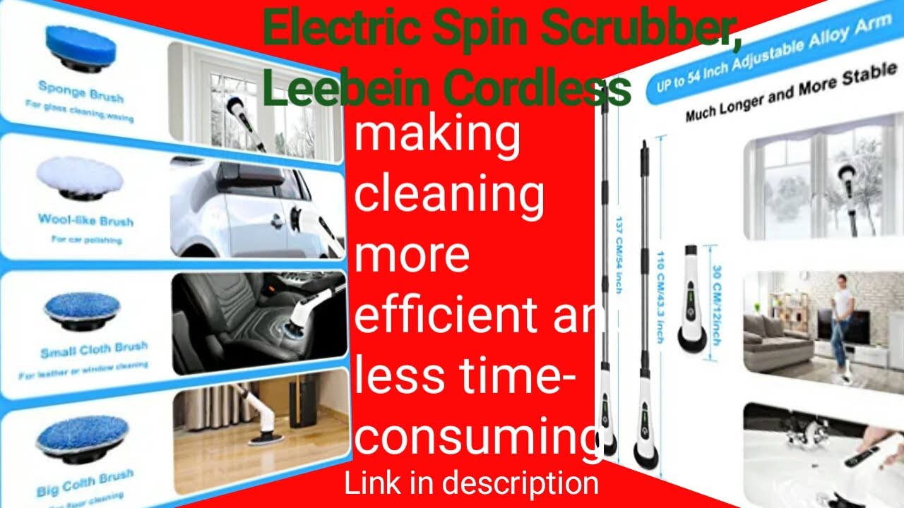 Electric Spin Scrubber | cordless cleaning brush | cordless brush with long handle