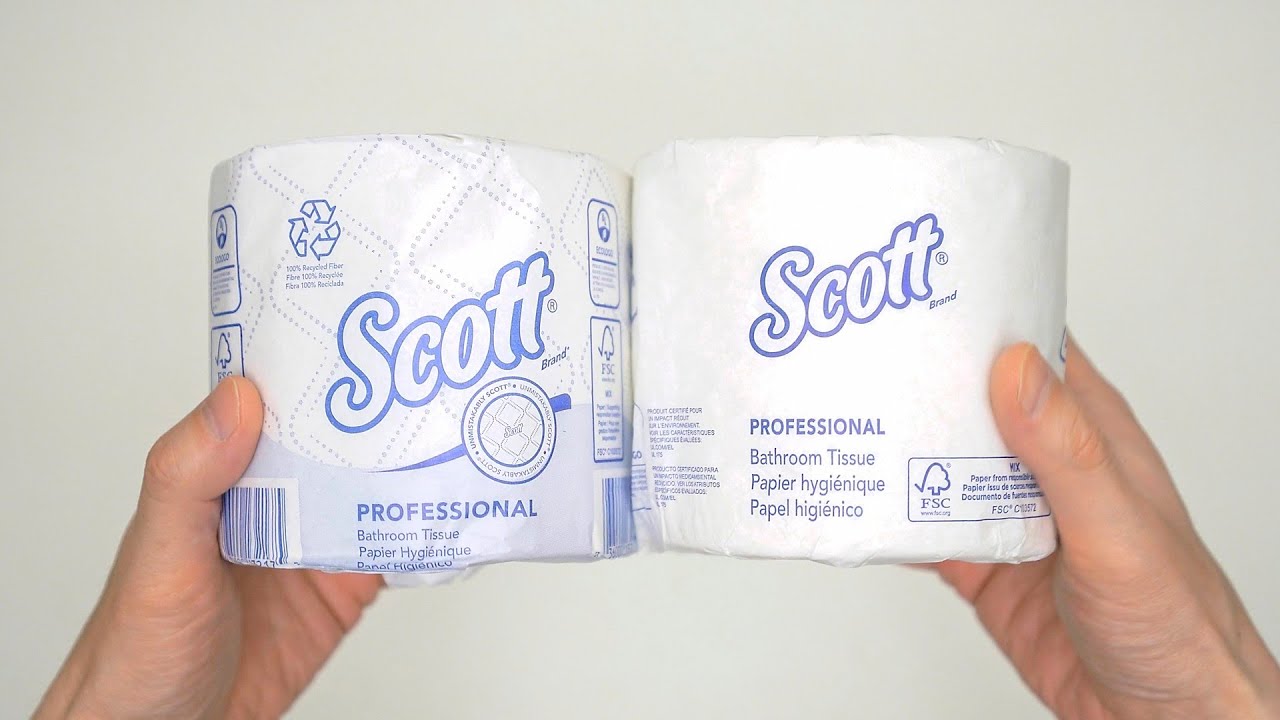 Scott Professional 100% Recycled Fiber Standard Roll Bulk Toilet Paper Size Comparison