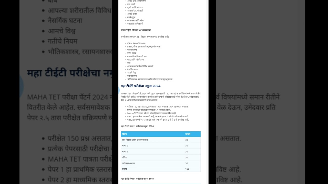 MHTET2024 TET2024 महाटीईटी सम्पूर्ण माहिती