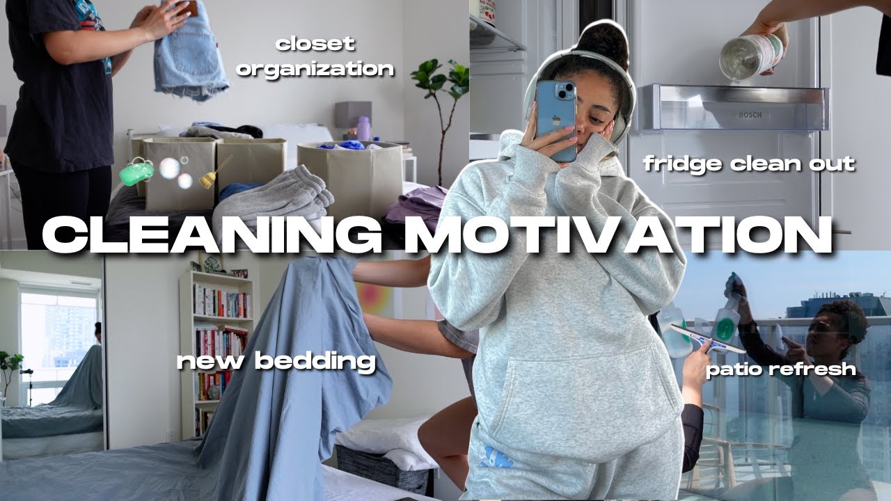 let's REFRESH & CLEAN! 🫧 closet & kitchen organization/decluttering, patio set up & new bedding 🧼