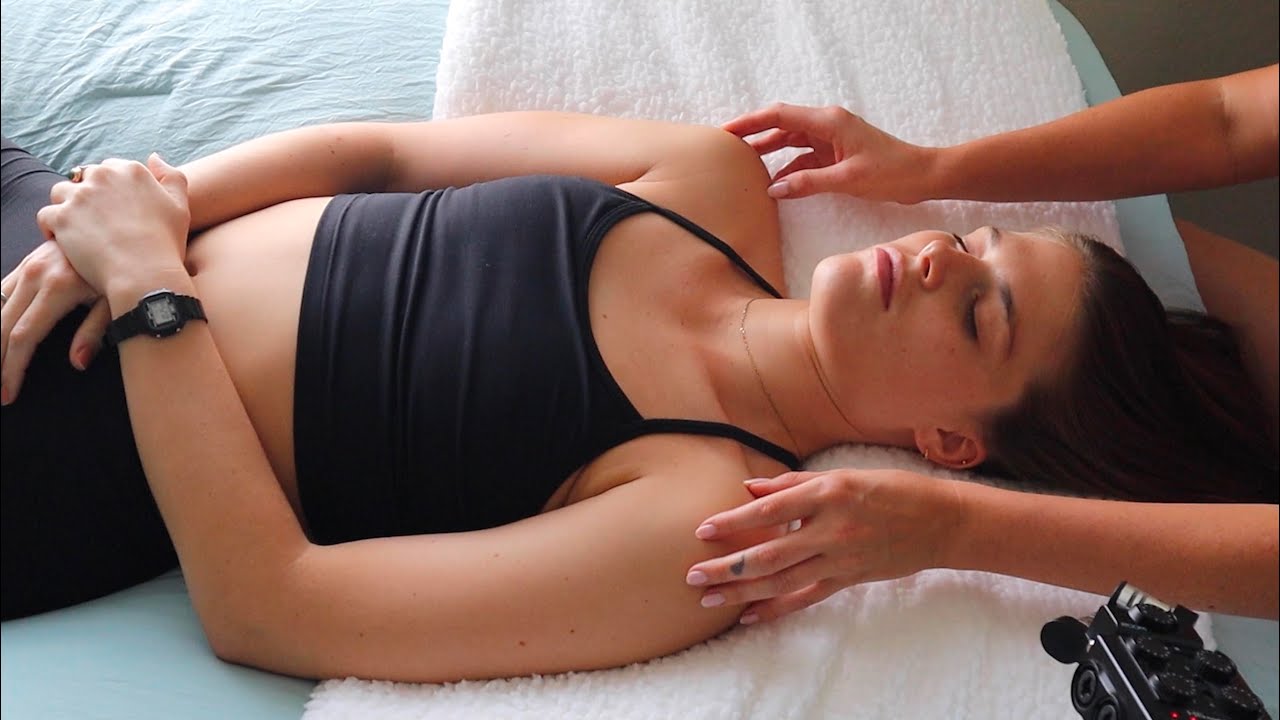 ASMR light touch therapy on Katie - sleep inducing (whisper)