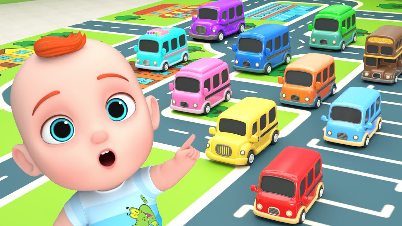 Aprende a contar del 1 al 10 - Diez peque&ntilde;os autobuses | Leo en Espa&ntilde;ol - Canciones Infantiles