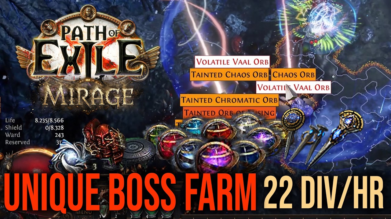 Unique boss farm 22 Div/hr - Path of exile 1 3.28 Mirage