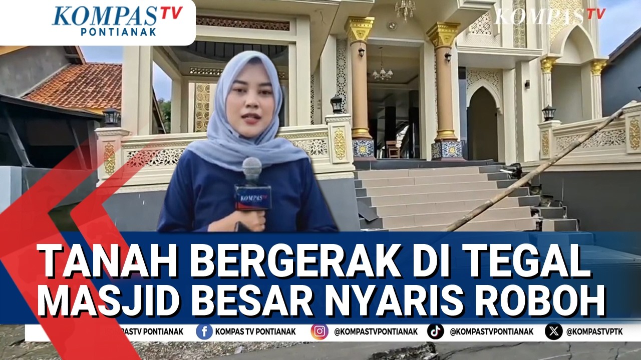 Akibat Tanah Bergerah di Tegal Sebuah Masjid Besar Nyaris Roboh