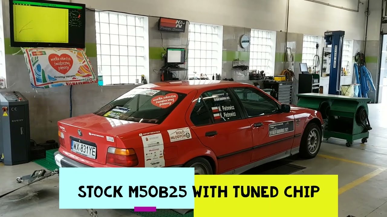 BMW 325i e36 dyno test - stock M50B25 with tuned chip