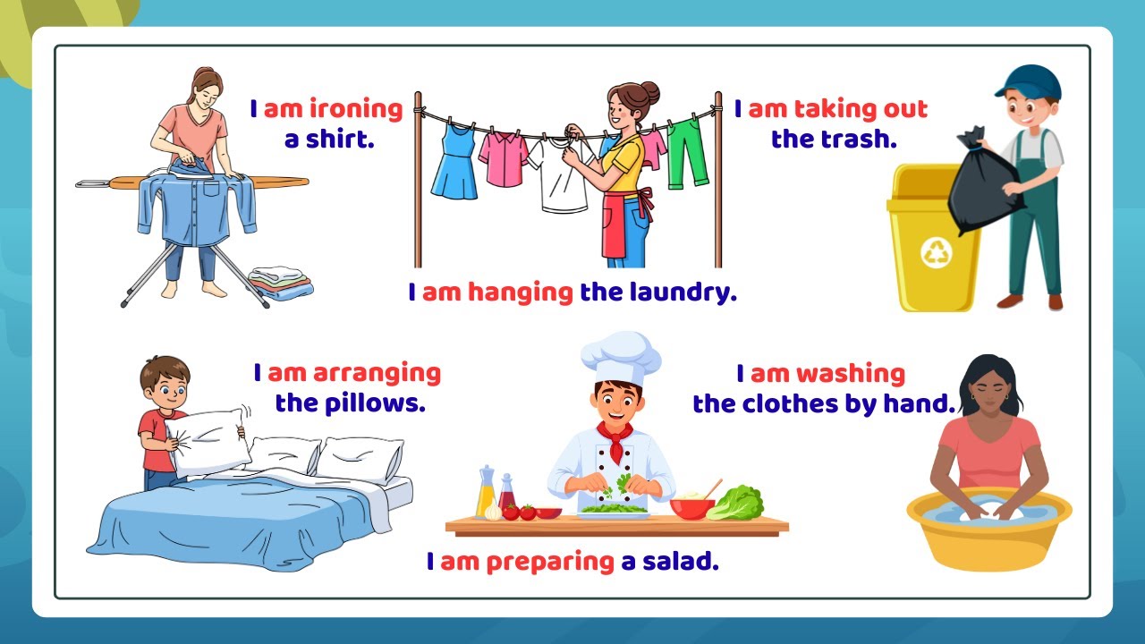 Daily Use English Sentences - Home Activities (I Am)