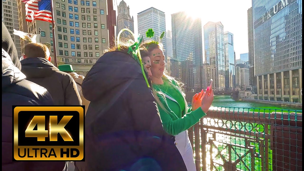 Chicago River turns green for St. Patrick's Day 2022 4k
