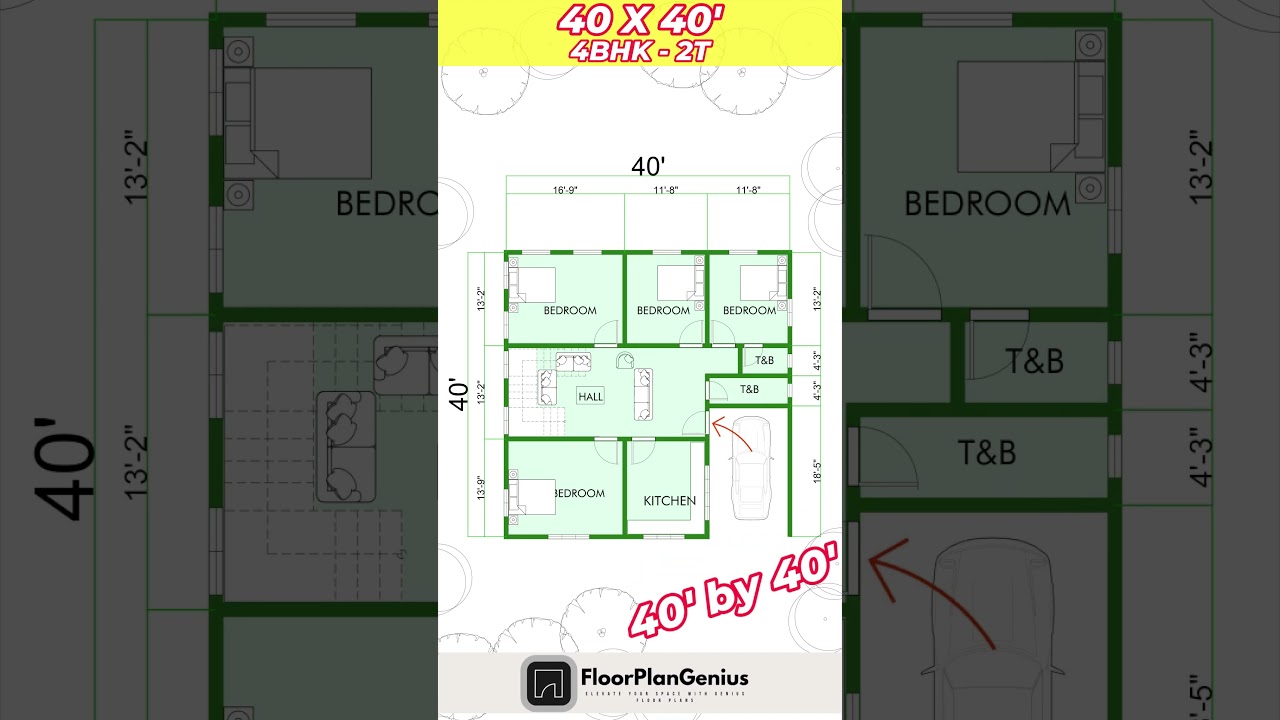 Four bedroom house plan Low budget building design simple home design floor plan