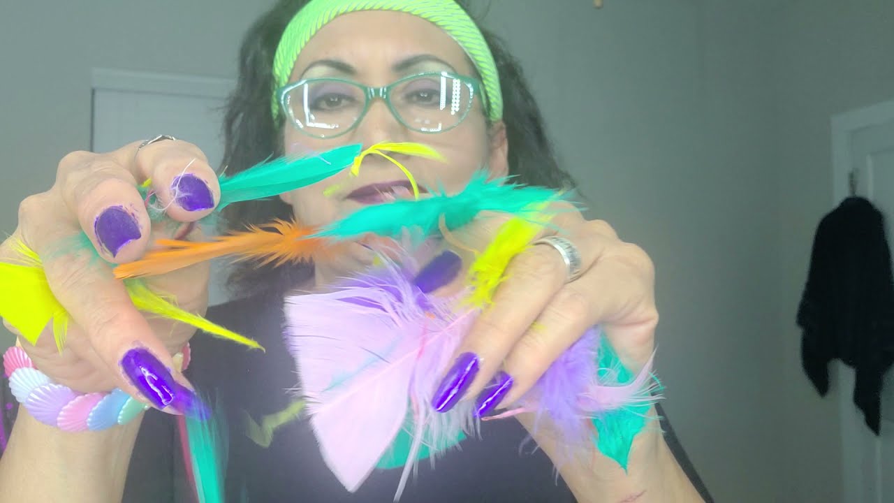 ASMR Masaje, Plumas de Colores, Bolitas de Unisel