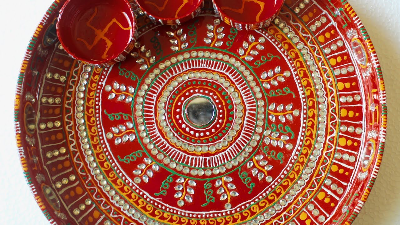 How to decorate Pooja Thali with ceramic cone