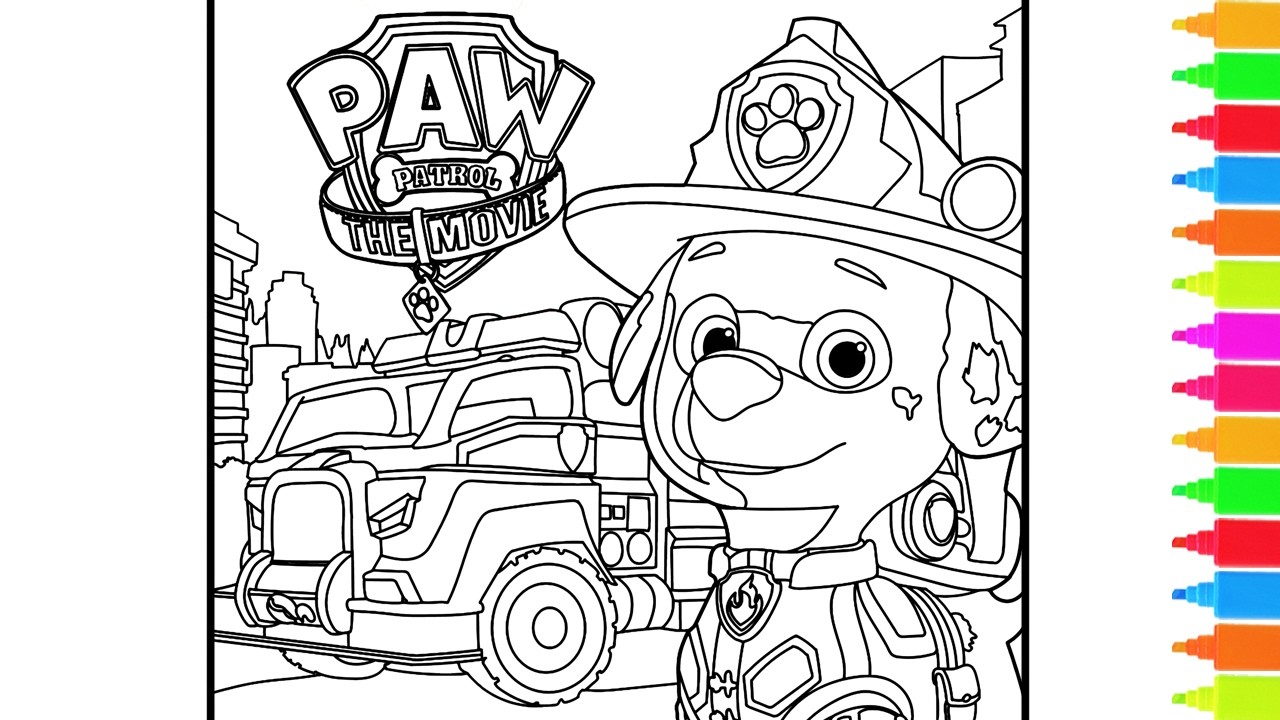 PAW Patrol Coloring Page Marshall, Skye, Chase Rescue Pups | HAPPILY SNOWBALL