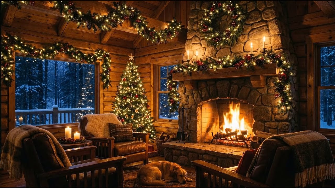 Cozy Christmas Night at Home | 2 Hours of Warm Fireplace & Holiday Ambience