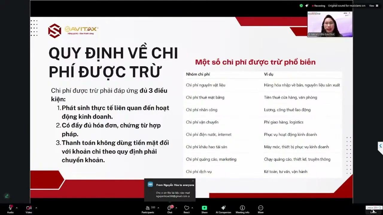 QUY ĐỊNH VỀ CHI PHÍ ĐƯỢC TRỪ