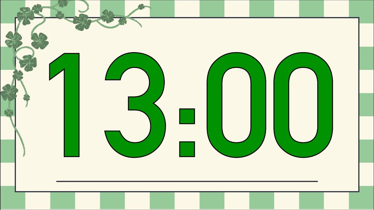 13 Minute Calm Saint Patrick’s Day Countdown Timer (Fun Chimes Alarm at End, No Music)