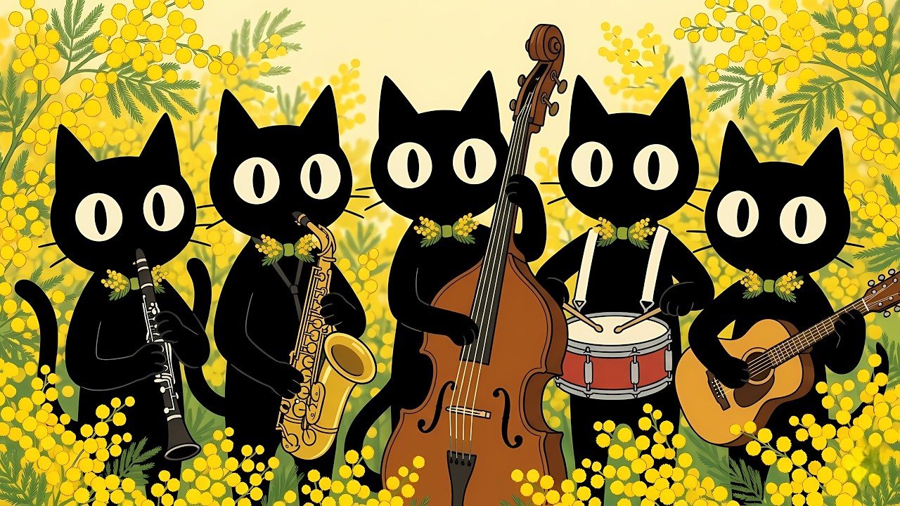 Cozy Spring Mimosa Jazz Cats: Creative Music for Productivity and Good Mood