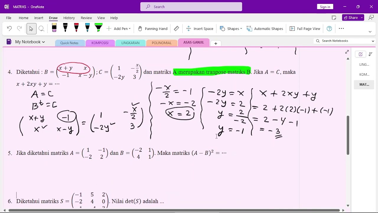 SOAL LATIHAN MATRIKS PART 1
