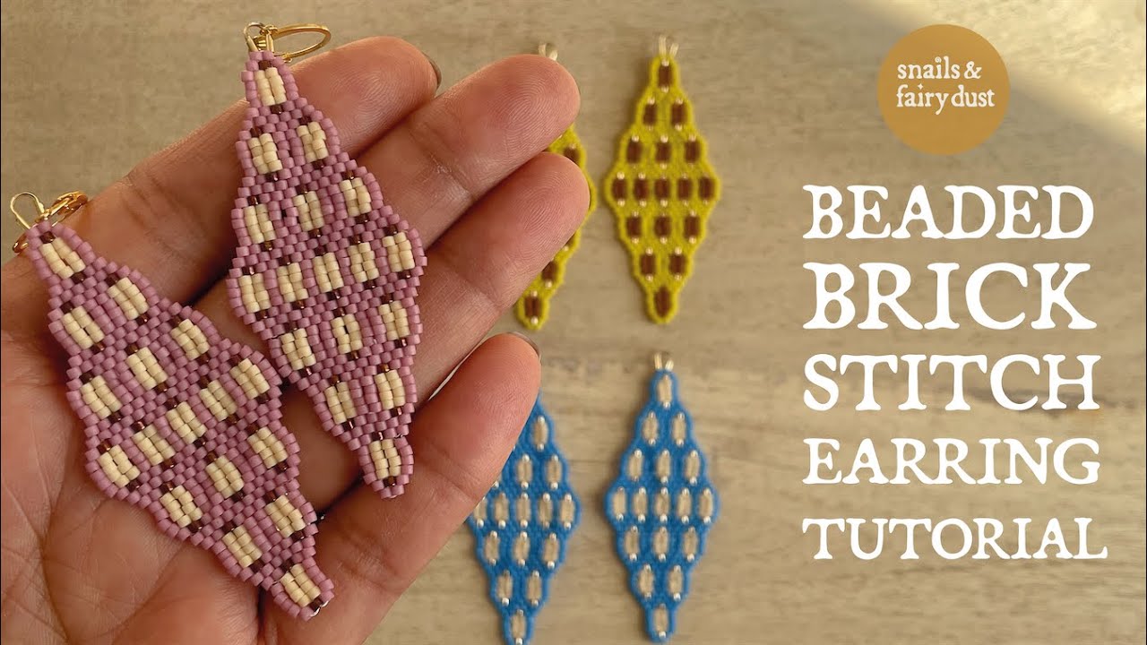 Beaded Brick Stitch Earring Tutorial Using Increasing and Decreasing Brick Stitch