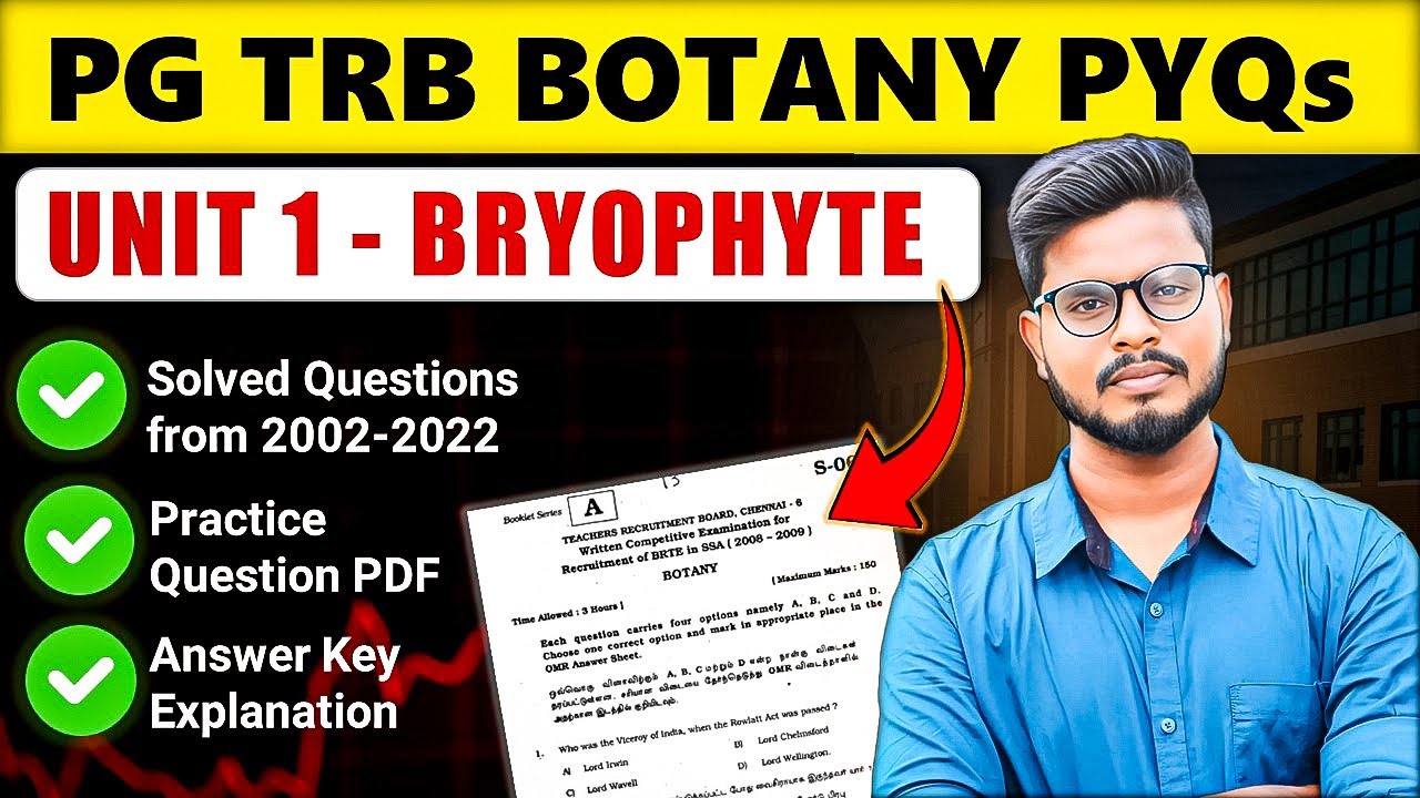 TRB Botany Bryophytes (Unit 1) PYQs Explained | Quick Revision & Practice Paper Link